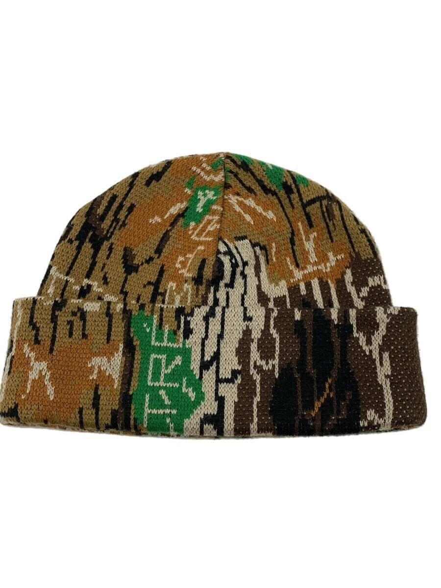 Casquette tricot suprême acrylique marron camouflage homme