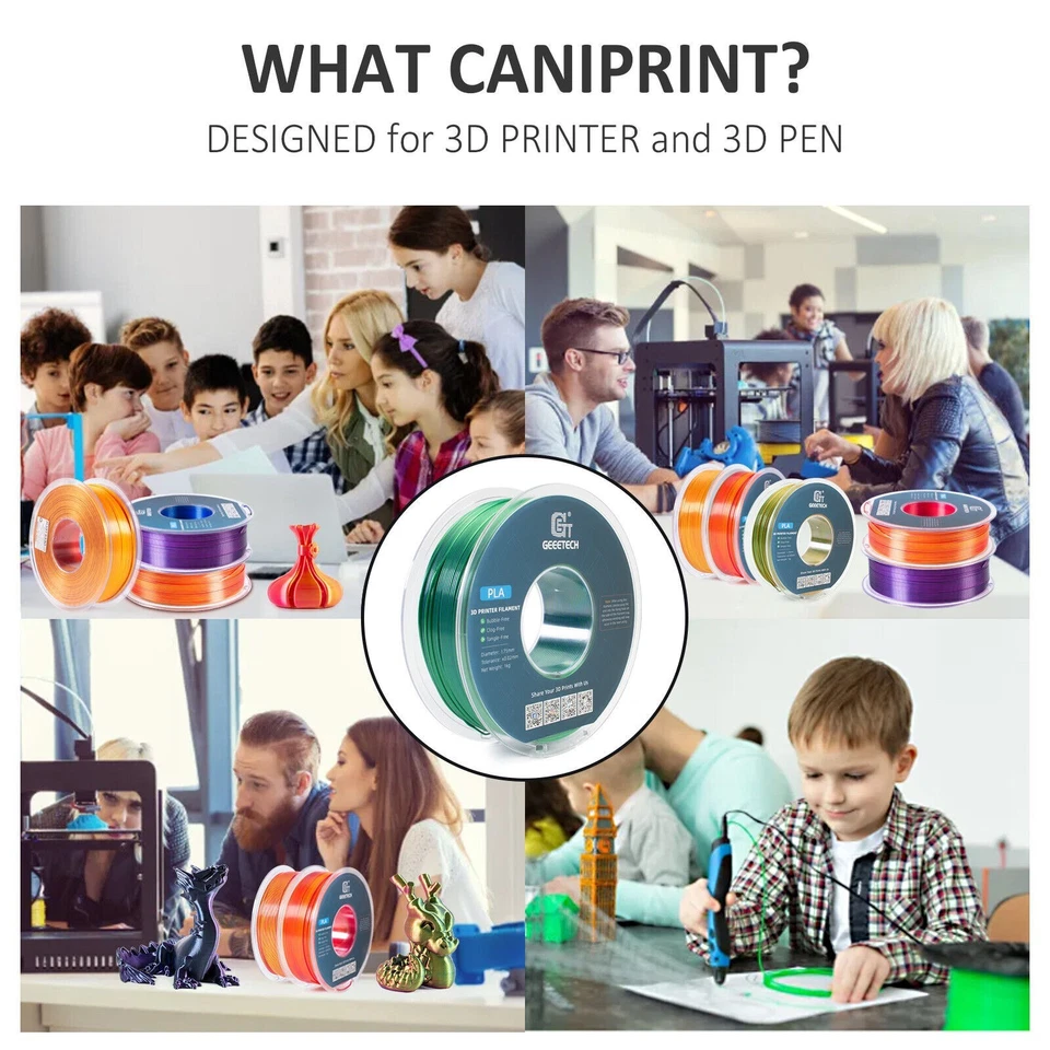 【COMPRA 4 OBTÉN 2 GRATIS】Filamento Impresora 3D Geeetech Seda PLA Doble Color 1.75mm 1KG Foto 4 de 4