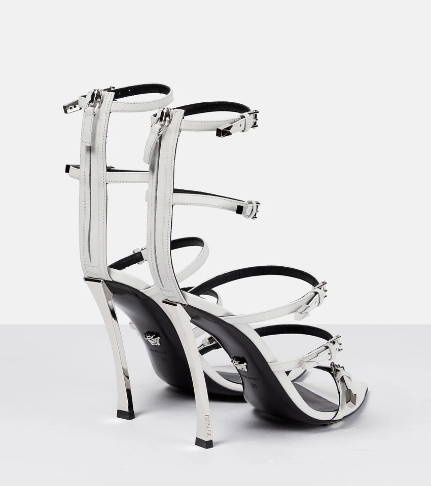 Sandalias Versace para mujer con correas de cuero 120 mm punto alfiler talla 40 US 10 $2,075 NUEVAS CON ETIQUETAS Foto 3 de 4