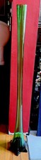 Eiffel Tower Forest Green Stretch Glass Vase 39&rdquo; Tall 6-Point Star Base Mid-Cent