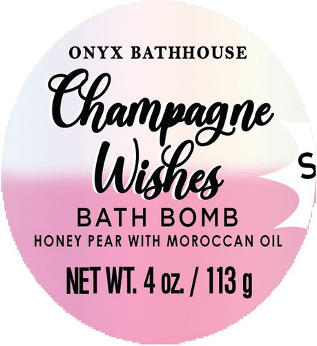 Onyx Badehaus Champagner Wünsche Badebombe mit Preis - Honig- und Birnenduft - Bild 6 von 6