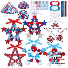 36 Set 4th of July Wood Crafts Patriotic Star Ornament Craft Kit Red White