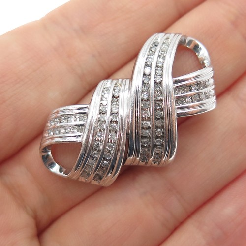 925 Sterling Silber echter Rundschliff Diamant Unendlichkeit Plättchen Anhänger