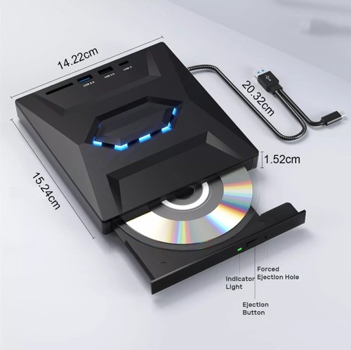 7 in 1 USB 3.0 Externes Laufwerk DVD CD UHD 4K Brenner Player für Laptop PC 2025 - Bild 4 von 12