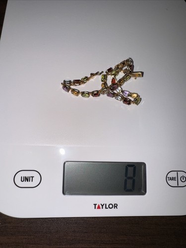 14K Yellow Gold Rainbow Multi Colored Gemstones Tennis Bracelet 8” - Picture 15 of 15