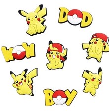Set Of 8 POKEMON Pikachu SHOE CHARMS Compatible With Crocs