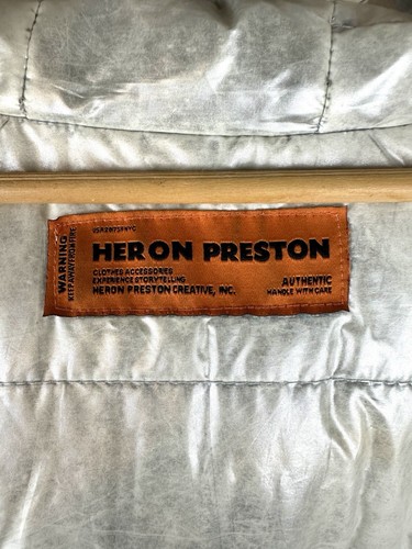 Heron Preston Men's NASA Hooded Parka Jacket Rare Authentic Size Large Flaw - Picture 4 of 8