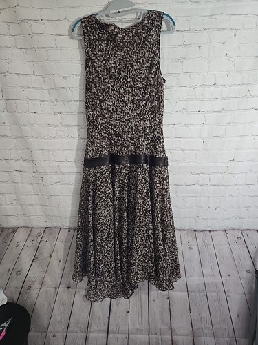 Art Deco Stil Drop Waist Chiffon Kleid schokobraun asymmetrischer Saum Gr. 12 - Bild 6 von 9