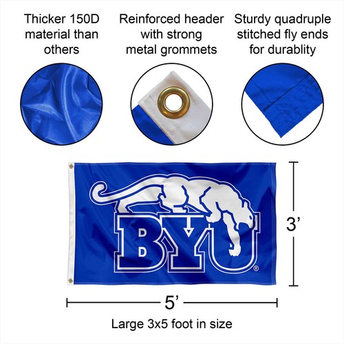 Brigham Young Cougars Royal BYU Flag Large 3x5 - Picture 2 of 7
