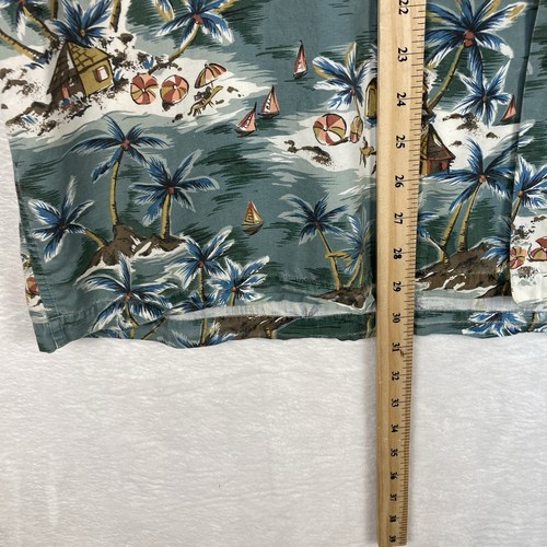 Camicia da campeggio vintage J.Crew uomo L rema hawaiano floreale Tiki Aloha colletto ad anello - Foto 7 di 8