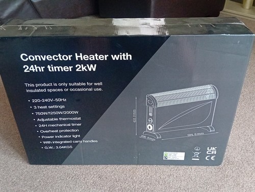 Electric Convector Heater 2KW 24hr timer 3 Settings 240V Wall Portable Multi Use - Picture 3 of 10