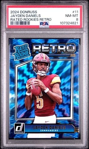 4821 Jayden Daniels 2024 Panini Donruss #11 Retro Rated Rookies PSA 8