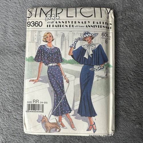Simplicity 9360 Vintage Maxi Dress Sewing Pattern RR 14-20 Capelet Elegance - Picture 1 of 7
