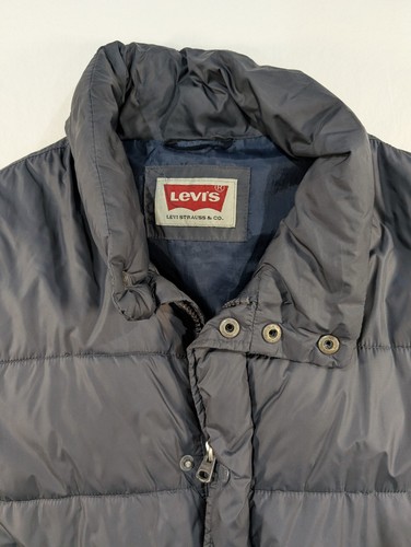 Levi's Mens Black Puffer Jacket Coat Full Zip Medium - Picture 2 of 13