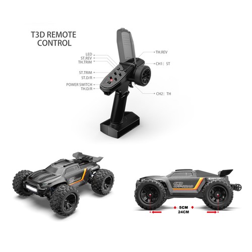 MJX 1/12 Scale Black RC Monster Truck 65KM/H, 2.4G 120m Remote, Brushless MotobE - Picture 7 of 10