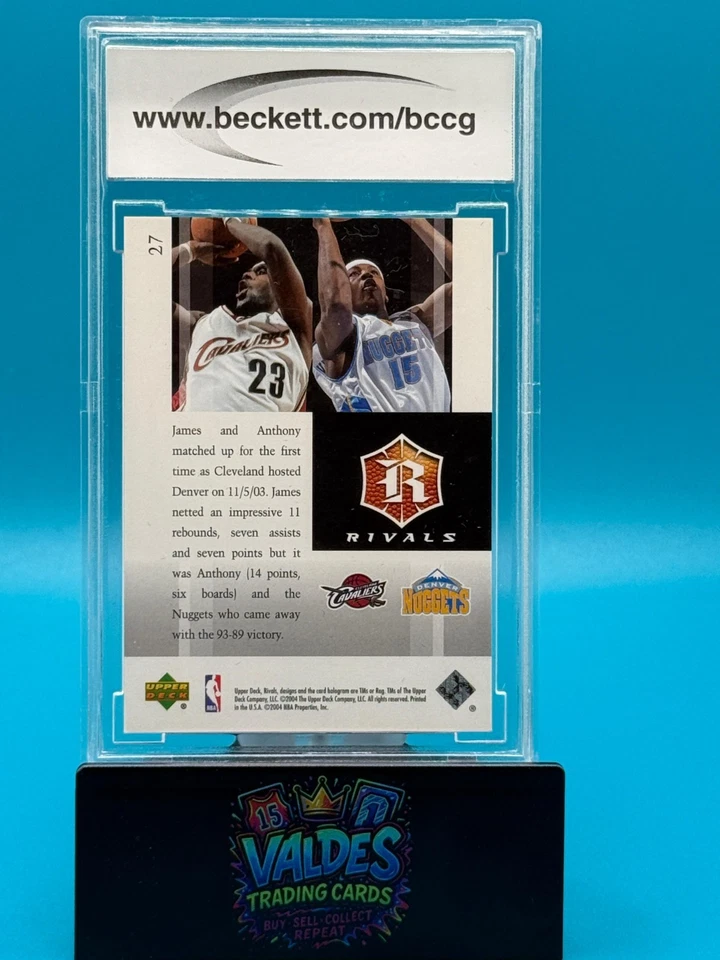 LeBron James / Carmelo Anthony 2004-05 Upper Deck Rivals #27 BCCG 10 Estado perfeito - Imagem 3 de 3