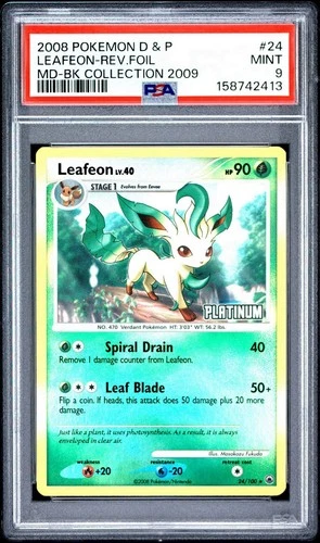 PSA 9 Pokemon Leafeon D&P Majestic Dawn Reverse Holo Stamped Burger King 24/100