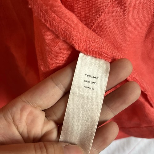 Chico's Leinen offene Jacke Gr. 1 M koralle 3/4 Arm leichter Lagenlook Art - Bild 3 von 5