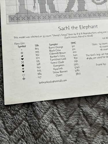 La-D-Da SACHI THE ELEPHANT Alphabet Cross Stitch Pattern - Picture 3 of 3