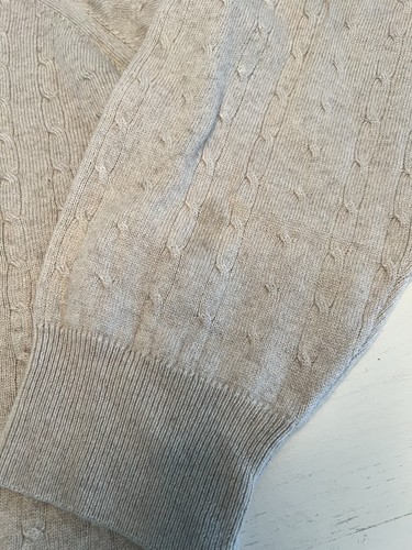 I Levrieri Men's XXL Cashmere Silk Cable Knit Tan Crewneck Sweater Italy - Picture 4 of 4