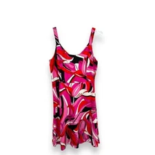 Madison Studio pink geometric print fit and flare sleeveless knee length dress 