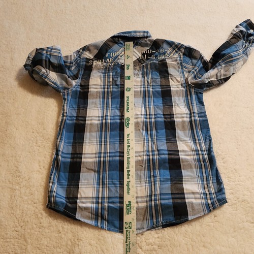 Helix Boys Size Medium Multicolor Plaid Long Sleeve Button-Up Shirt - Picture 13 of 14
