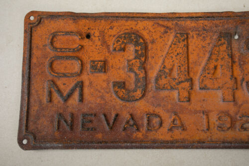 Nevada License Plate (G3L) 1929 Orange Commercial 3443 Steel - Picture 2 of 5