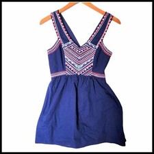 American Eagle Outfitters size 2 Blue V-Neck Embroidered Dress