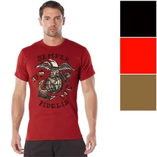 Rothco Men's USMC Semper Fidelis Globe & Anchor T-Shirt Marines 100% Cotton Tee