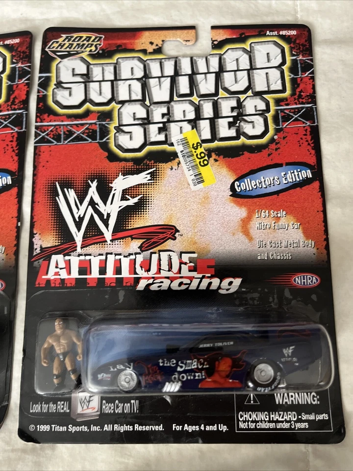 Steve Austin The Rock WWF Attitude Racing 1999 Road Champs Diecast Car Toliver - Image 3 of 4