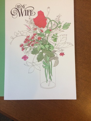 Vintage Mother's Day card Wife, bouquet of flowers in a vase by Barbara Kingery - Picture 2 of 8