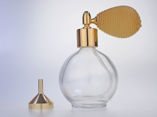 78ml Round Perfume Bottle Atomizer Gold Bulb Pump, Funnel & Gift Box (GF) - Picture 3 of 3