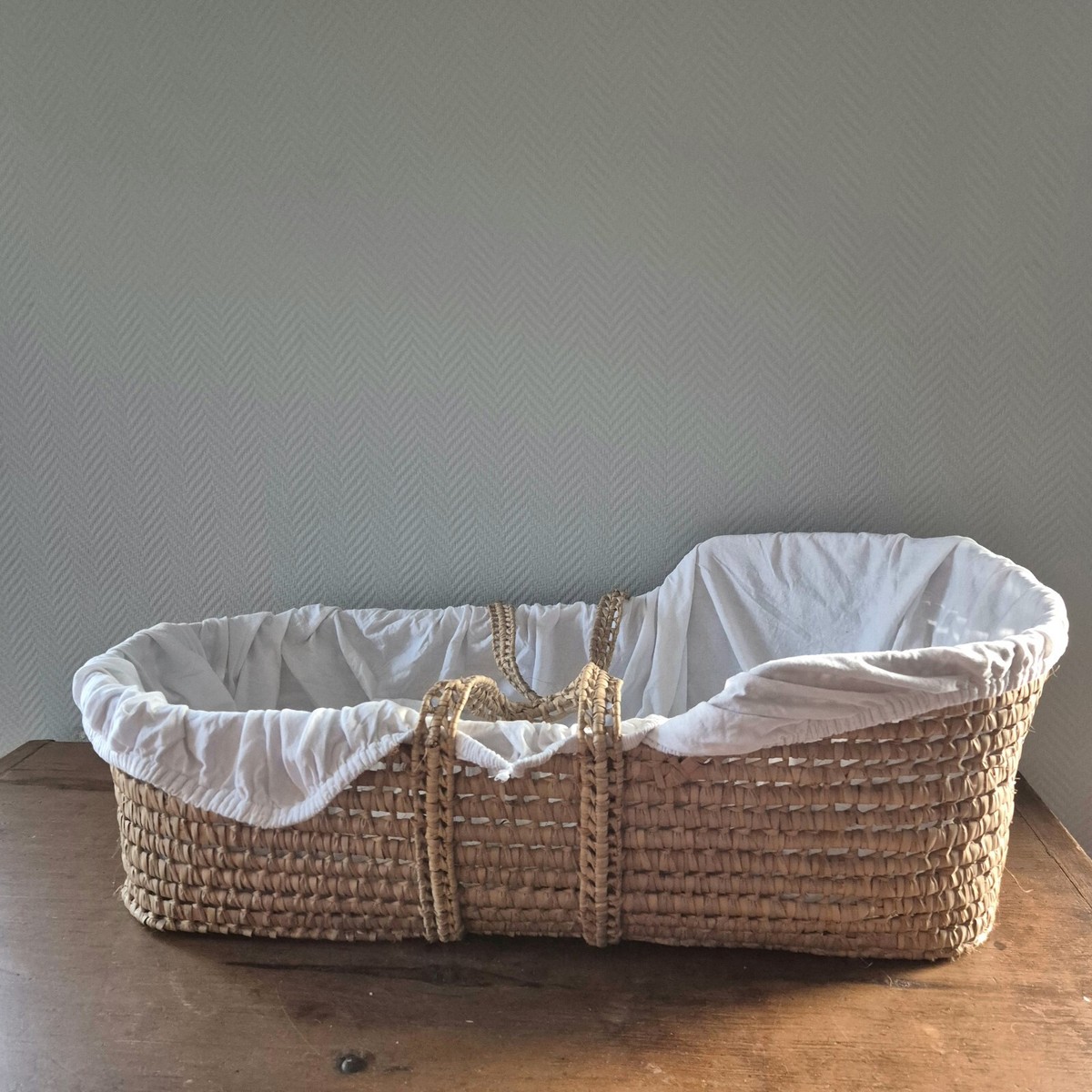 ビンテージナーサリー　ウィッカーベビー Vintage Baby Wicker Moses Basket Natural Look Nest Baby