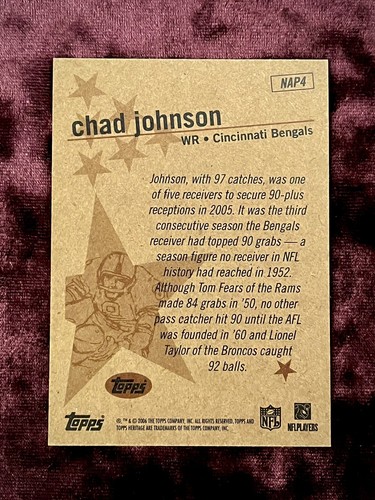 Ochocinco 1952 Topps Heritage New Age Performer neuwertig Bengalen Trikot Biber SP - Bild 2 von 2