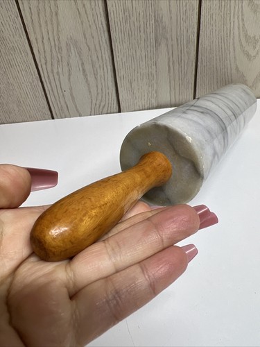 VTG Marble Rolling Pin! Beautiful White & Gray EUC Heavy - Picture 6 of 7