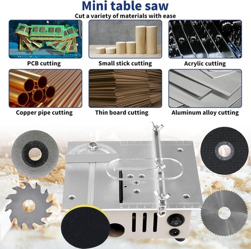 Dual Motor Mini Table Saw Versatile Electric Woodworking Metal Cutting Lathe - Picture 7 of 9