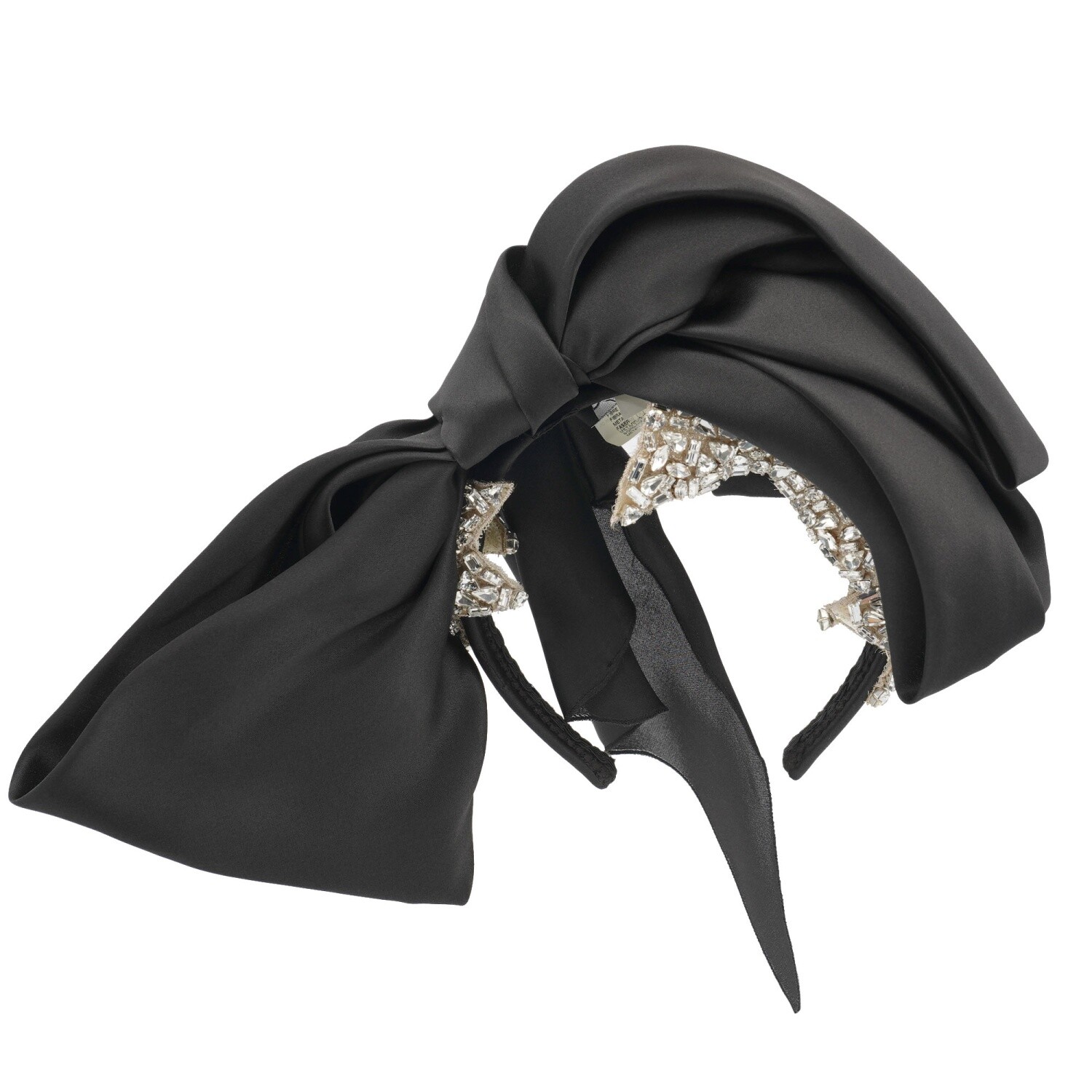 DOLCE & GABBANA Kristall Stern Schleife Krone Seide Haarband, Штирнбанд Зильбер Шварц