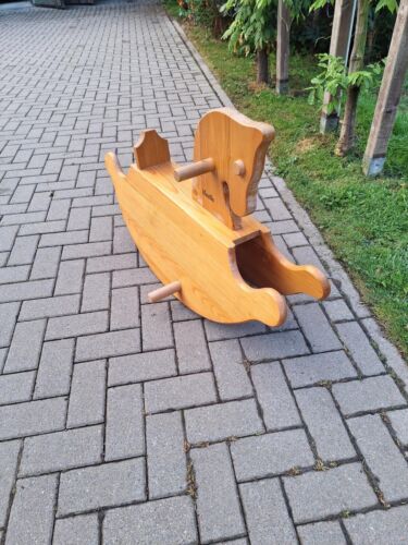 Schaukelpferd echt Holz Farbe natur ca. 1,0m lang Sitzfläche ca. 35 cm hoch - Bild 2 von 4