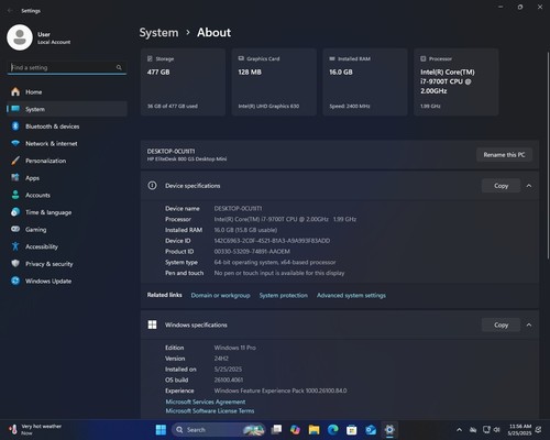 HP Elitedesk 800 G5 vPro mini: i7 4.30Ghz, 16GB RAM, 512GB NVMe, Win 11 Pro... - Picture 4 of 4