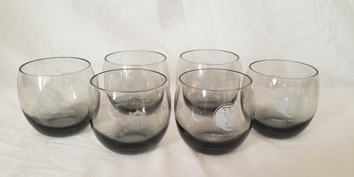Vintage NFL Atlanta Falcons Stackable Gray Smoke Drinking Glasses Set of 6 - Picture 2 of 8