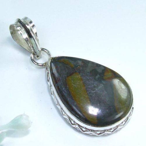 Natural jasper silver 925 pendant + sterling necklace ! Gift Jewelry & Love - Picture 1 of 1