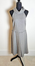 Chelsea Theodore Dress Sz 6 Knee Length Gray Wool Cotton Lined Cowl Neck Classic