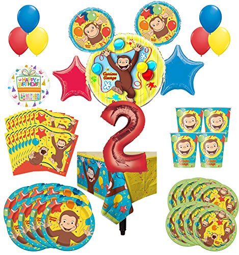 Curious George Party Supplies 8 Guest Kit 2nd Birthday Balloon