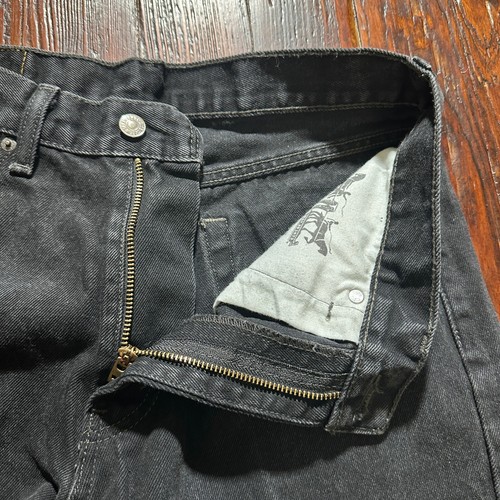 Levis 505 Jeans Mens 33x29 Black Regular Straight Medium Wash Denim Cowboy Biker - Imagen 9 de 15