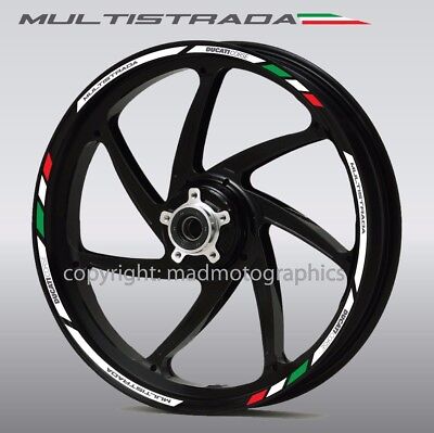 Ducati Multistrada 950 1200 wheel decals stickers rim stripes Reflective White