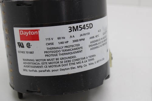 Dayton 3M545D Motor 115V 60Hz 0.9A CWSE 1/40hp 3000 RPM 1/4" x 2" Shaft USA - Picture 5 of 9