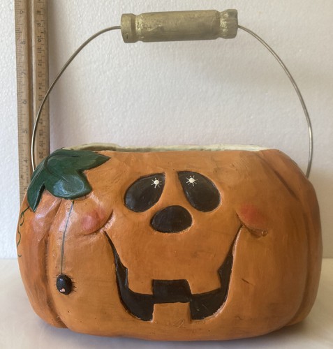 Eddie Walker HALLOWEEN BOWL CENTERPIECE Jack o'Lantern CANDY BUCKET pail VINTAGE
