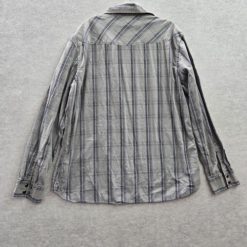 Converse One Star Men Button Up Shirt Large Gray Stripe Western Snaps Skater Y2K - Picture 8 of 12