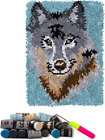 Latch Hook Kits Rug Wolf Crochet Yarn Cushion Colour Pre-Printed Canvas Cover Ru