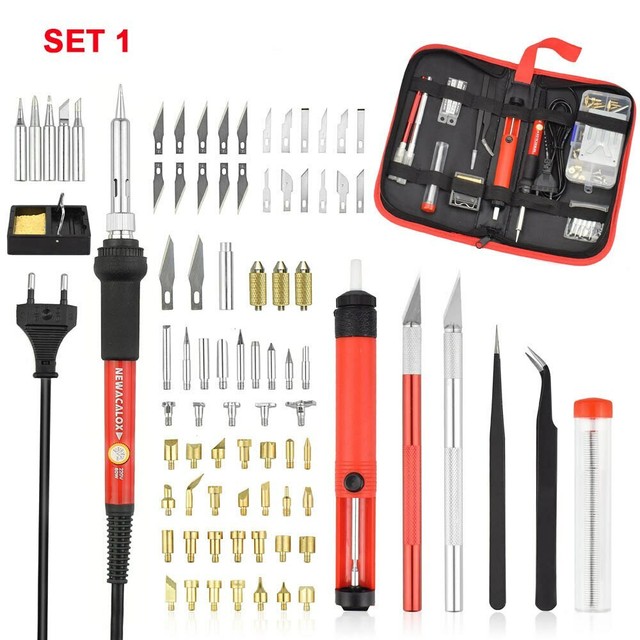 NEWACALOX Wood Burning Pen Exacto Knife Blade DIY Tools Set w 60W